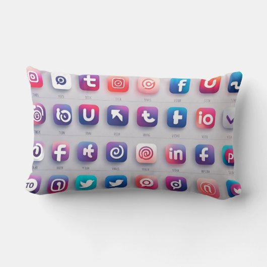 Coussin Rectangle Ensemble d'icônes sociales (Verso)