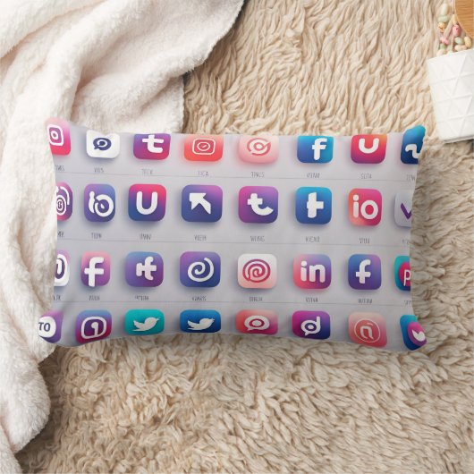 Coussin Rectangle Ensemble d'icônes sociales (Couverture)