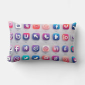 Coussin Rectangle Ensemble d'icônes sociales (Recto)