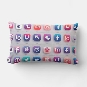 Coussin Rectangle Ensemble d'icônes sociales