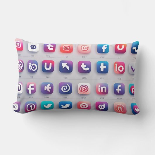 Coussin Rectangle Ensemble d'icônes sociales (Recto)