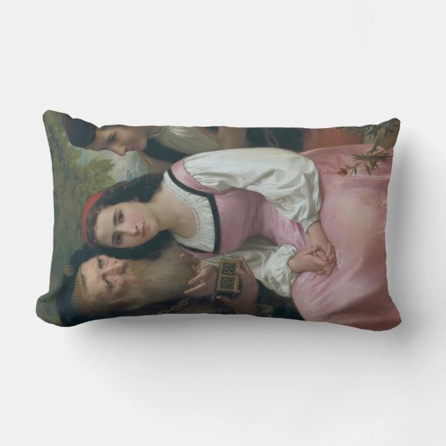 Coussin Rectangle Entre richesse et amour (par Bouguereau) (Recto)