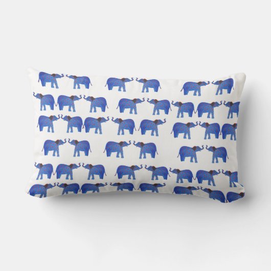 Coussin Rectangle Ephant Mood Lumbar Cushion, éléphant bleu (Verso)