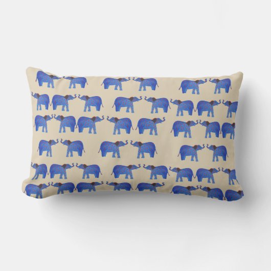 Coussin Rectangle Ephant Mood Lumbar Cushion, éléphant bleu (Recto)