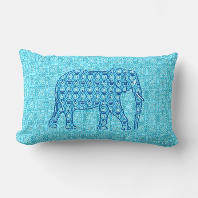 Coussin Rectangle Ephène de fleur de Lotus - turquoise (Recto)
