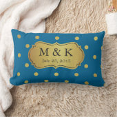 Coussin Rectangle Épouser décoré d'un monogramme - pois élégant d'or (Couverture)