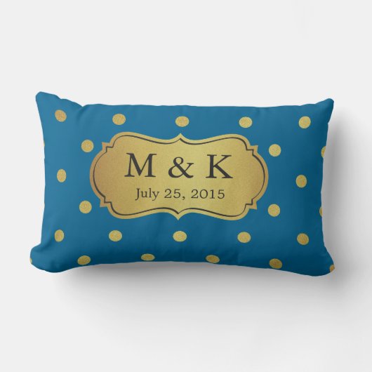 Coussin Rectangle Épouser décoré d'un monogramme - pois élégant d'or (Recto)