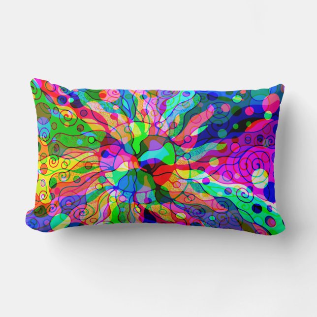 Coussin Rectangle Esquisse Imaginaire Art - Neon Abstrait Maj 1 (Recto)