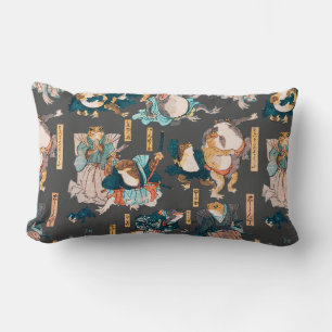Coussin Rectangle Estampe japonaise de grenouille sur bois Kuniyoshi