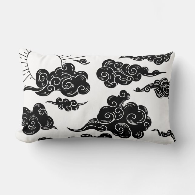 Coussin Rectangle esthétique de motif de nuage japonais (Recto)