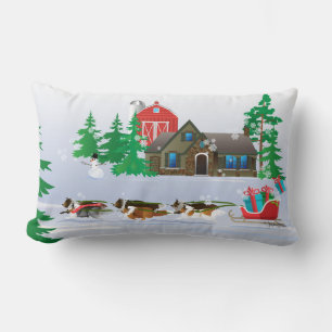 Coussin Rectangle Étagères Pulling Sleigh, Noël de fête