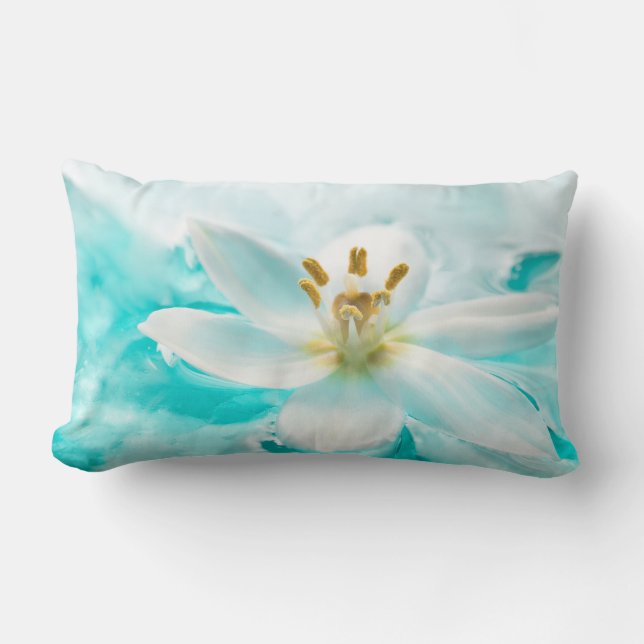 Coussin Rectangle Etang bleu d'eau bleu Tulip blanc Aqua Turquoise (Recto)