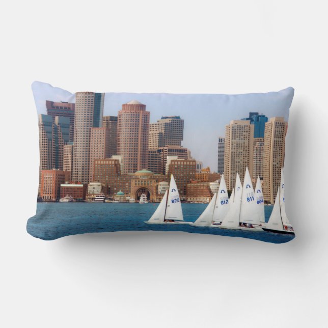 Coussin Rectangle États-Unis, Massachusetts. Skyline du front de mer (Recto)
