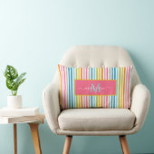 Coussin Rectangle Été Arc en ciel rayures Monogramme Script (Chaise)