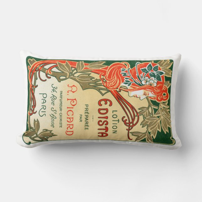 Coussin Rectangle étiquette Art nouveau français 1910 (Recto)