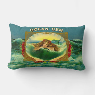 Coussin Rectangle étiquette de cigare sirène Ocean Gem impression