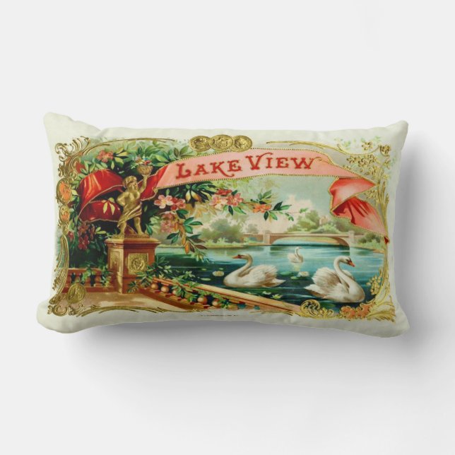 Coussin Rectangle Étiquette vintage de boîte à cigares (Recto)