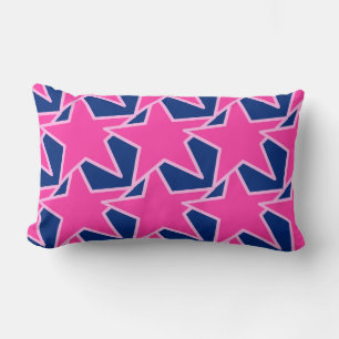 Coussin Rectangle Etoile moderne géométrique - rose fushia et marine