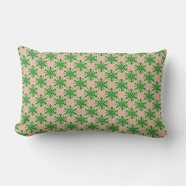 Coussin Rectangle Étoile verte pointillée sur taupe (Recto)