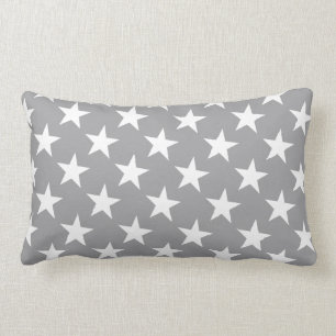 Coussin Rectangle Étoiles blanches Arrière - plan de couleur gris mo
