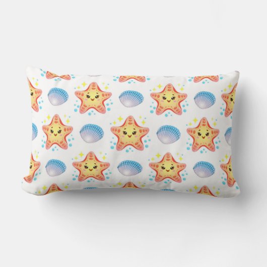 Coussin Rectangle Étoiles de mer et coquillages mignons (Recto)