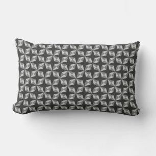 Coussin Rectangle Etoiles et diamants motif gris noir