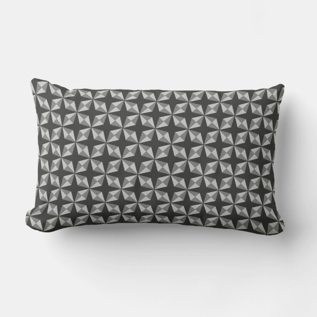 Coussin Rectangle Etoiles et diamants motif gris noir (Recto)