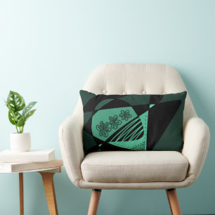 Coussin Rectangle Étoiles Et Rayures Abstraites : Vert Duché Turquoi