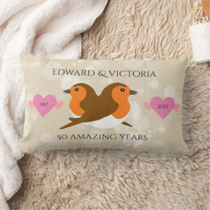 Coussin Rectangle Europe Robins Lovebirds N'importe quelle année Ann