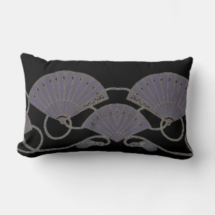 Coussin Rectangle Éventail Violet Élégant