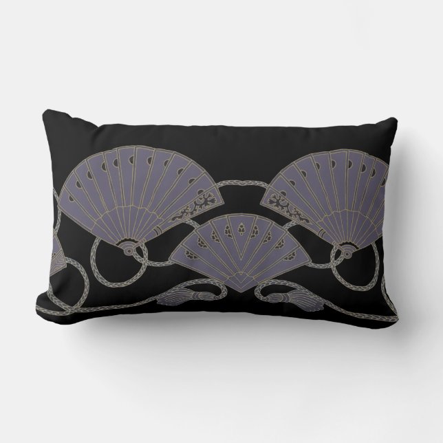 Coussin Rectangle Éventail Violet Élégant (Recto)