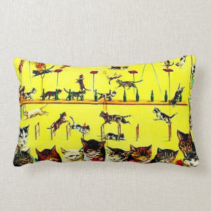 Coussin Rectangle Exposition victorienne de chats de cirque de Loi
