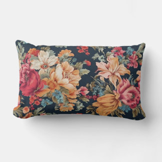 Coussin Rectangle Extraordinaire Fleurs rouges roses et bleues jaune