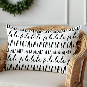 Coussin Rectangle FA LA Black & White Typographie Noël Carol