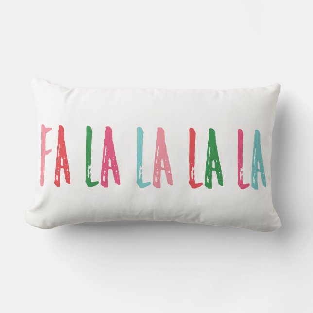 Coussin Rectangle Fa La La La Brush Lettres Noël (Recto)
