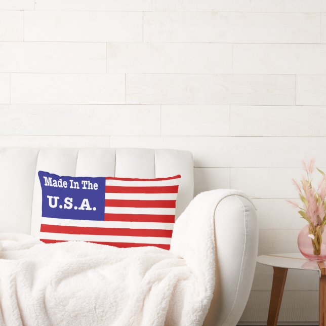 Coussin Rectangle Fabriqué aux États-Unis Drapeau américain rouge bl (Canapé)