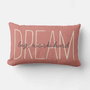 Coussin Rectangle Faire de grands rêves décoratif corail et crème ci
