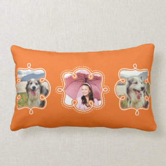 Coussin Rectangle Faites à votre propre orange lumineuse 3 photos