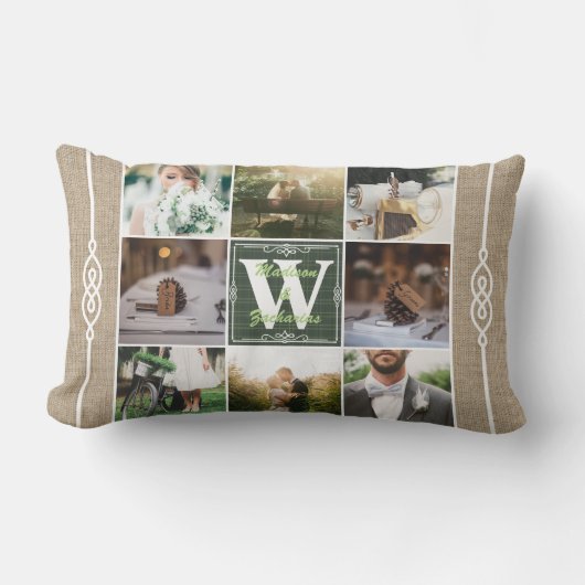 Coussin Rectangle Faites votre propre collage l'épousant rustique (Recto)