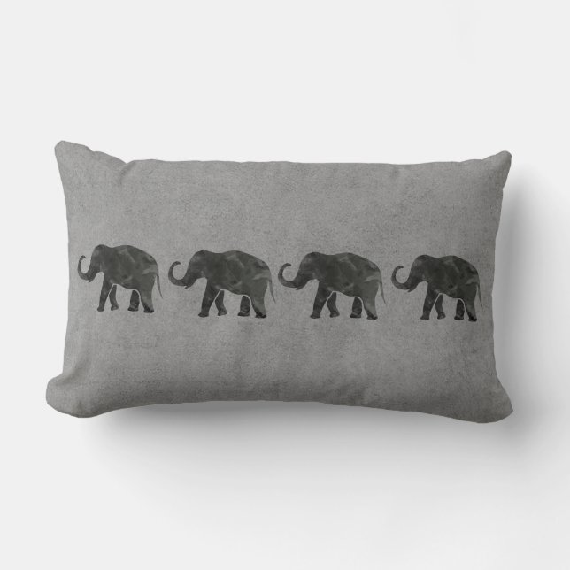 Coussin Rectangle Famille d'éléphants en marche (Recto)