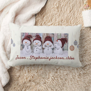 Coussin Rectangle Famille Snowman xmas personnalisées lancer oreille