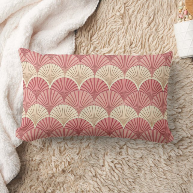Coussin Rectangle Fans Pink Mid-Century (Couverture)