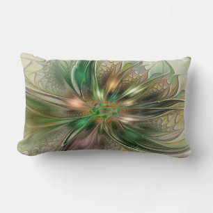 Coussin Rectangle Fantaisie Abstraite Moderne Fleur Fractale Colorée