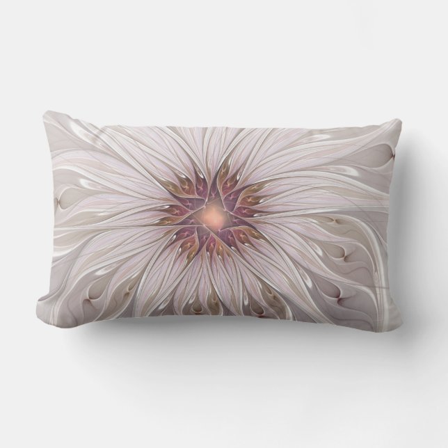 Coussin Rectangle Fantaisie florale, fleur pastel moderne abstraite (Recto)