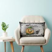 Coussin Rectangle Fantôme, chauve-souris et chat, Bonne Halloween ! (Chaise)