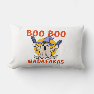 Coussin Rectangle Fantôme drôle d'Halloween Boo Boo Madafakas