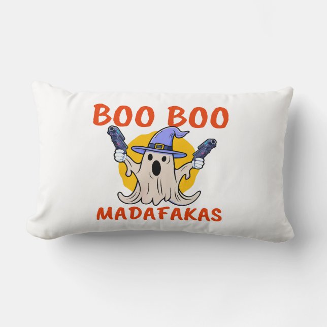Coussin Rectangle Fantôme drôle d'Halloween Boo Boo Madafakas (Recto)
