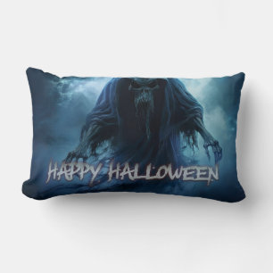 Coussin Rectangle Fantôme noir dans un paysage infernal - Halloween