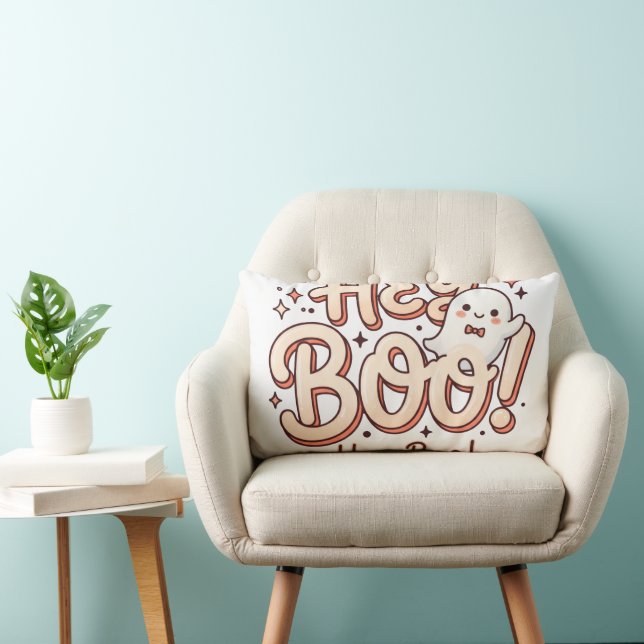 Coussin Rectangle Fantôme Rétro "Hey Boo!" (Chaise)
