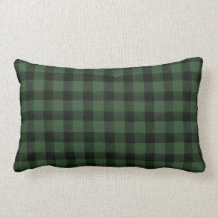 Coussin Rectangle Farmhouse Buffalo Check Plaid Green Black Accent
